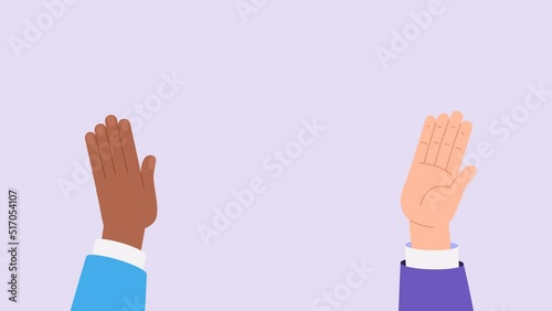 High five hands animation. Celebration of great business work achievement concept, help, teamwork. Success and cooperation. Friends, team and colleagues. Cartoon style stock video