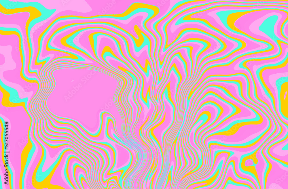 Ταπετσαρία Abstract op-art trippy background with warped acid neon lines.