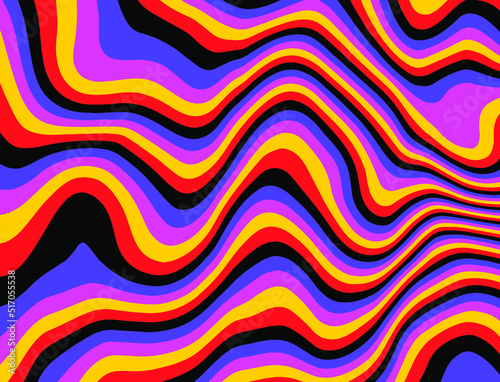 Abstract op-art trippy background with warped acid neon lines.