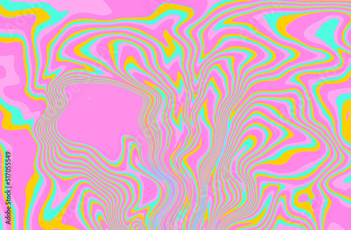 Abstract op-art trippy background with warped acid neon lines.
