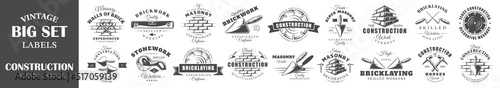 Fotografering Set of vintage construction labels
