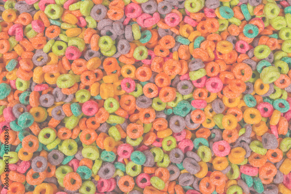 Sweet multicolored flakes, cereal loops. Sweet multicolored flakes, cereal loops.