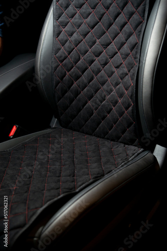 New interior of an expensive car with capes and covers