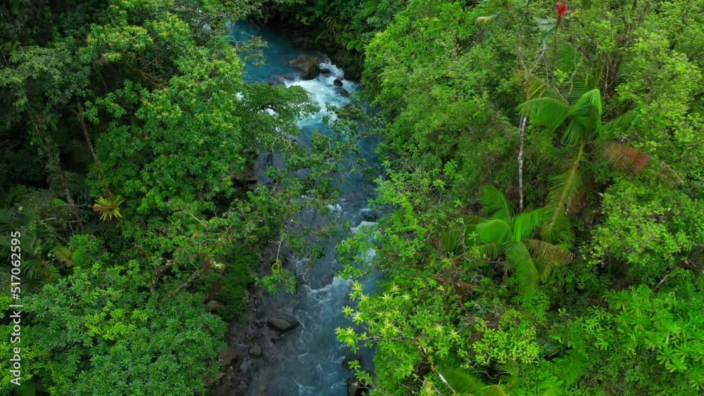 Drone sliding over blue river sorrounded by green vegetation
Drone sliding over blue river sorrounded by green vegetation