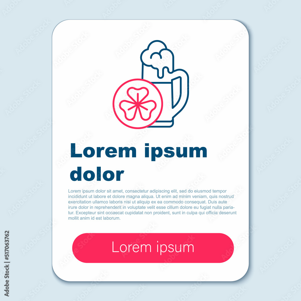 Line Glass of beer icon isolated on grey background. Happy Saint Patricks day. National Irish holiday. Colorful outline concept. Vector Line Glass of beer icon isolated on grey background. Happy Saint Patricks day. National Irish holiday. Colorful outline concept. Vector