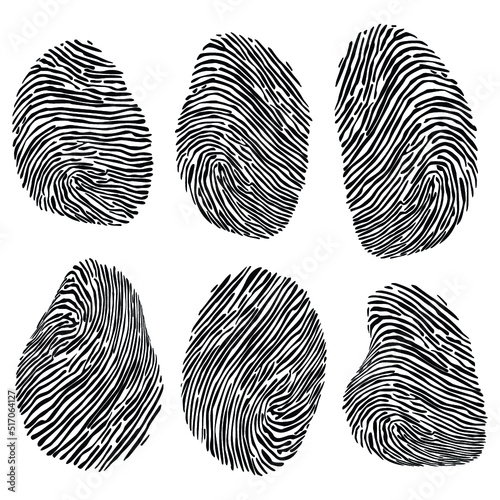 Fingerprints symbol set vector illustration