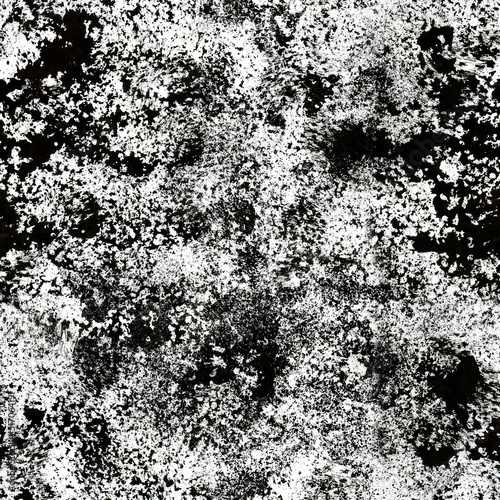Abstract texture pattern with ink splashes and spots. Grunge black and white seamless background. Monochrome texture. Imitation of stone, mineral, concrete