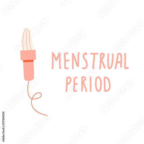 Female tampon, regular menstrual cycle concept. Women period, menstruation, premenstrual syndrome, uterus. Hand draw vector illustrations.