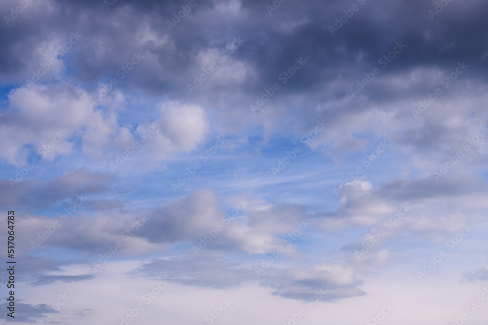 Scenic view of blue sky with white clouds, natural background	