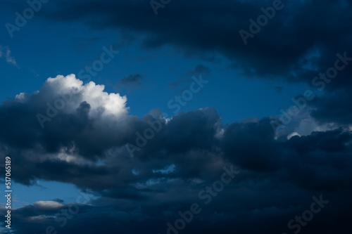 Scenic shot of dramatic sky with rainy clouds, natural backdrop 