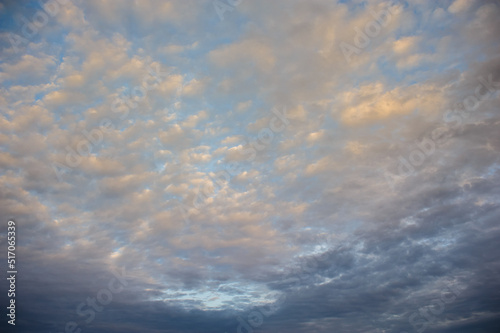 Scenic view of blue sunset sky with clouds 