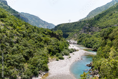 View to the green river in Montenegro.