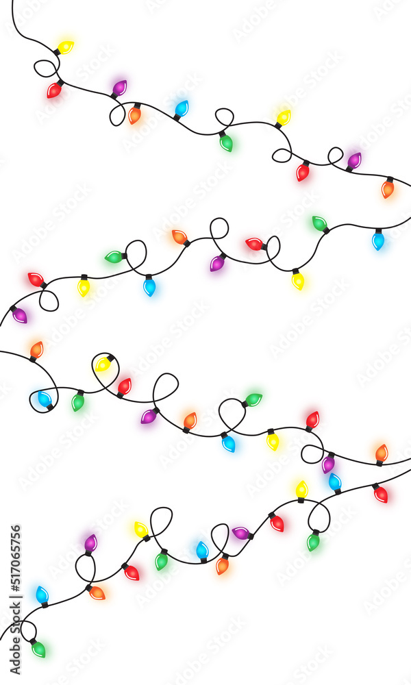 Christmas lights string isolated on white background vector Christmas lights string isolated on white background vector