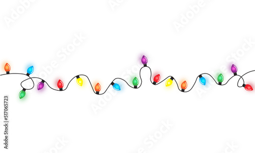 Christmas lights string isolated on white background vector