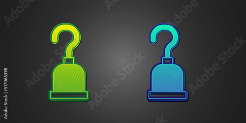 Green and blue Pirate hook icon isolated on black background. Happy Halloween party. Vector