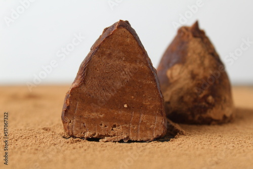 chocolate candy cone truffle. Shoklad day without diet sweets day chocolate. Space for copyspace text. healthy eating