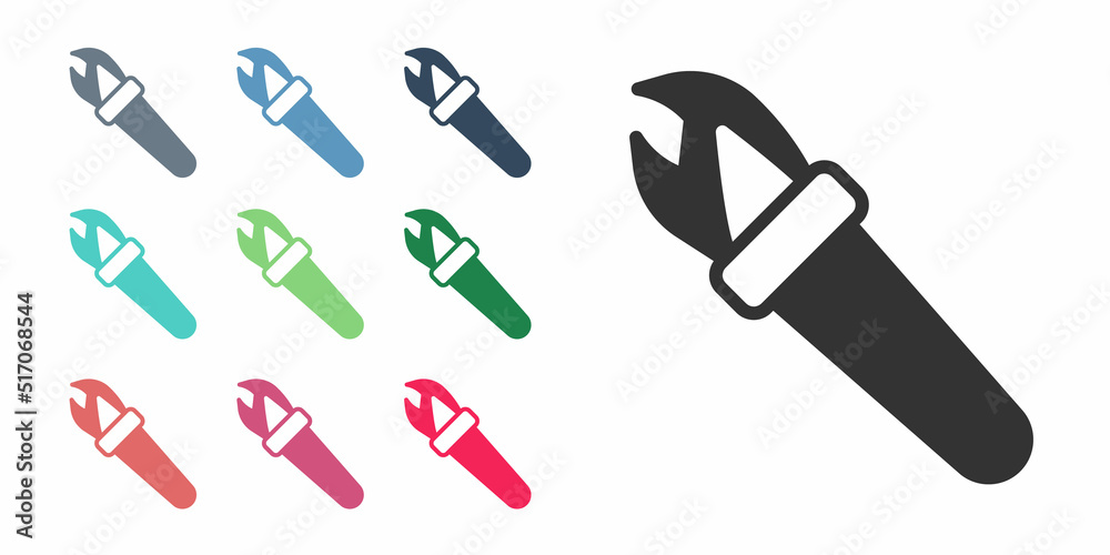 Black Torch flame icon isolated on white background. Symbol fire hot, flame power, flaming and heat. Set icons colorful. Vector