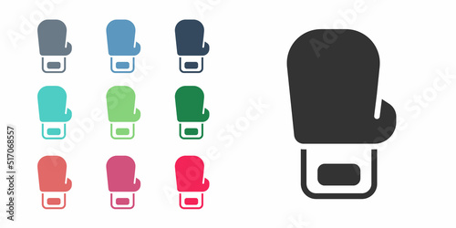 Black Boxing glove icon isolated on white background. Set icons colorful. Vector