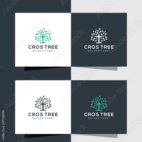 Cross logo sign combined with leaves