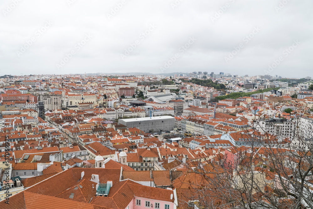 Panoramic and urban landscape of neighborhoods in the city. Lisboa, Portugal. 