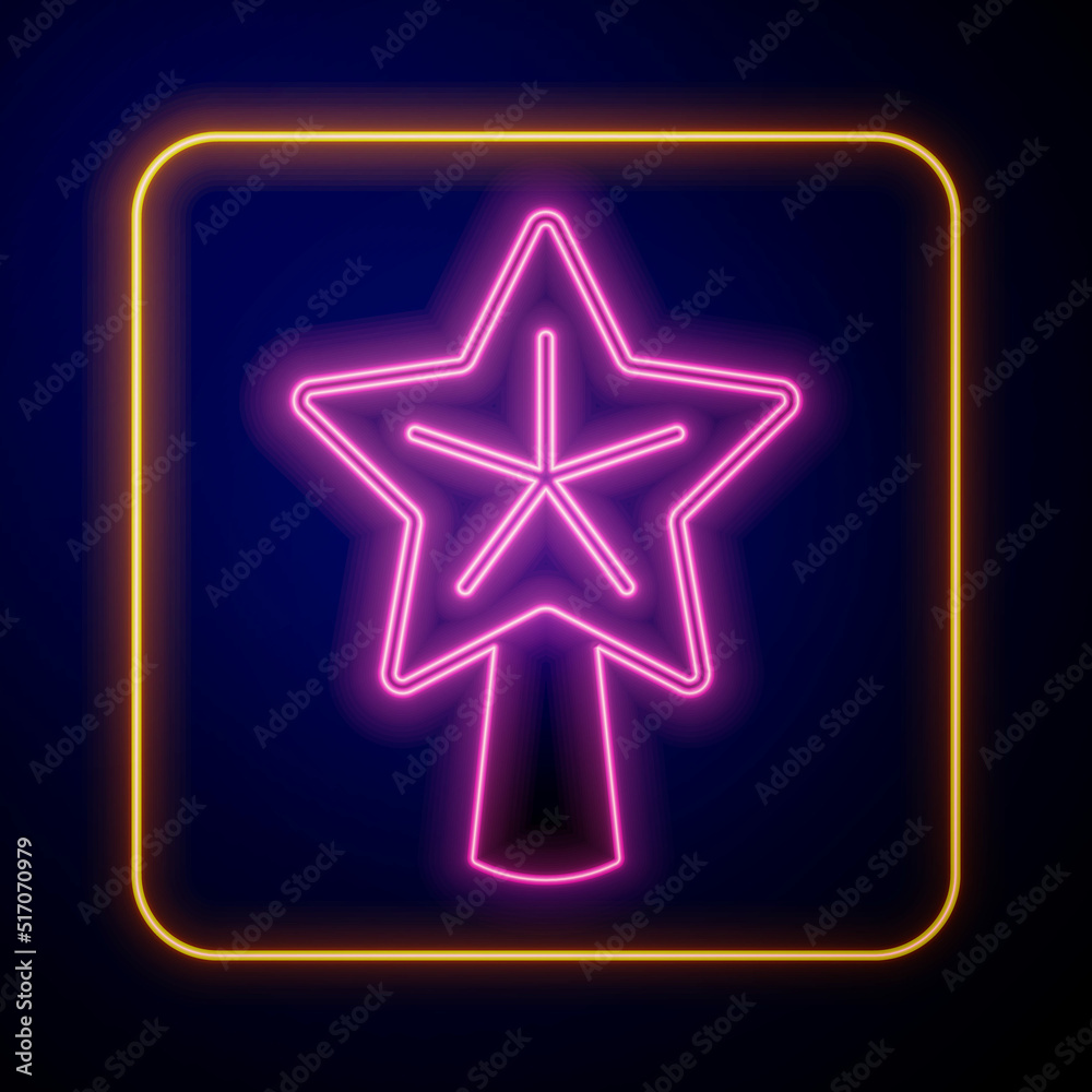 Glowing neon Christmas star icon isolated on black background. Merry Christmas and Happy New Year. Vector Glowing neon Christmas star icon isolated on black background. Merry Christmas and Happy New Year. Vector
