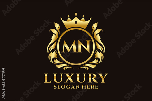 Initial MN Letter Royal Luxury Logo template in vector art for luxurious branding projects and other vector illustration.