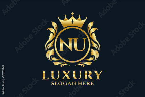 Initial NU Letter Royal Luxury Logo template in vector art for luxurious branding projects and other vector illustration.