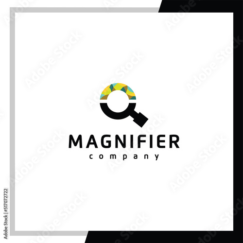 Magnifying glass logo design template.