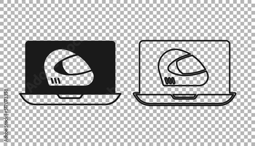 Black Racing helmet icon isolated on transparent background. Extreme sport. Sport equipment. Vector