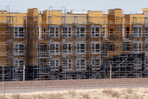 Photography New Construction of Apartments near Las Vegas, Nevada in USA with Scaffolding th