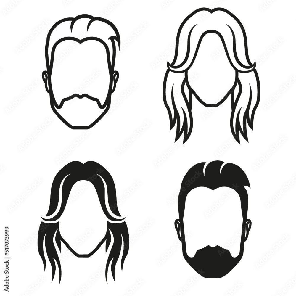 Vector minimal logo icon of man and woman, man head woman head - front ...