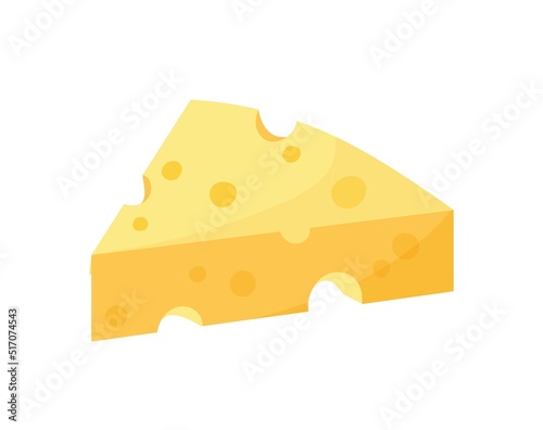 Yellow cheese icon. Dairy products, natural and organic food. Tasty and healthy food, protein and vegetarian diet, health care. Card for milk products on website. Cartoon flat vector illustration