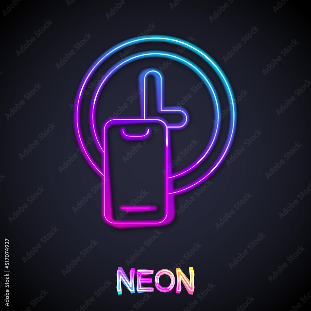 Glowing neon line Round the clock delivery icon isolated on black background. Vector Glowing neon line Round the clock delivery icon isolated on black background. Vector