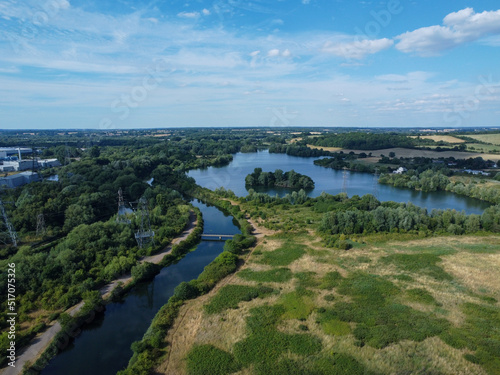 Aerial view of rivers and lakes in Hertfordshire UK © AspectDrones
