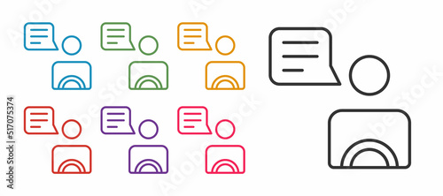 Set line Taxi driver icon isolated on white background. Set icons colorful. Vector