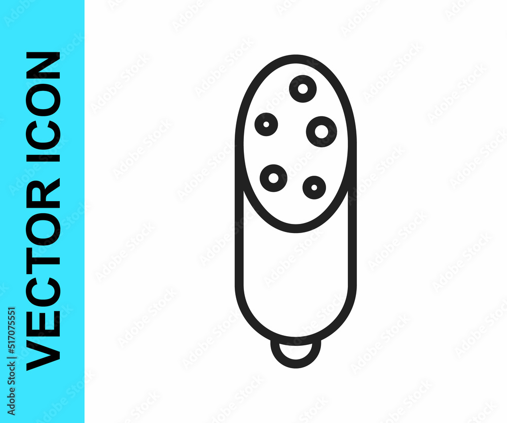 Black line Salami sausage icon isolated on white background. Meat delicatessen product. Vector Black line Salami sausage icon isolated on white background. Meat delicatessen product. Vector