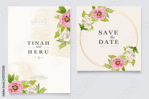 elegant peony background and wreath card design