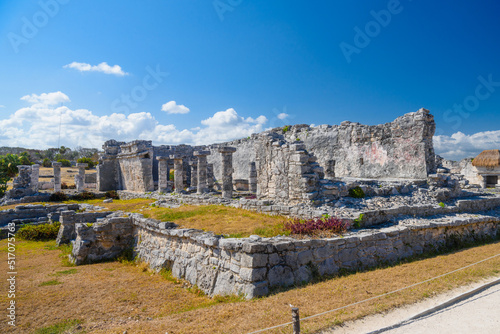 Great palace, Mayan Ruins in Tulum, Riviera Maya, Yucatan, Caribbean Sea, Mexico