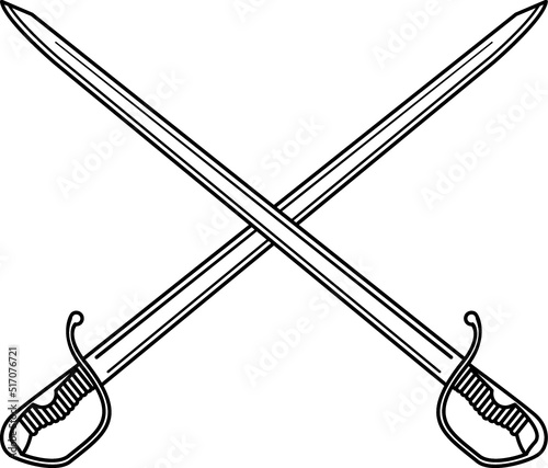 Isolated Crossed Military Sword in Vector