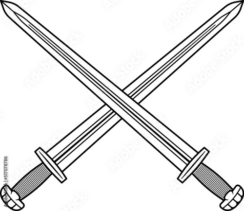 Isolated Crossed Viking Sword in Vector