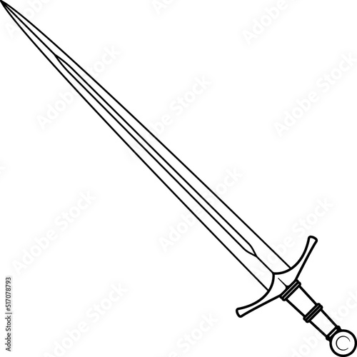 Isolated Broad Sword, Knight Sword in Vector
