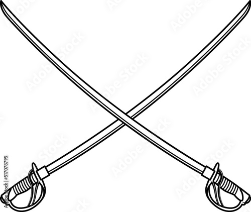Isolated Military Sword, Cavalry Sword in Vector photo