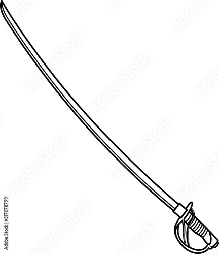 Isolated Military Sword, Cavalry Sword in Vector