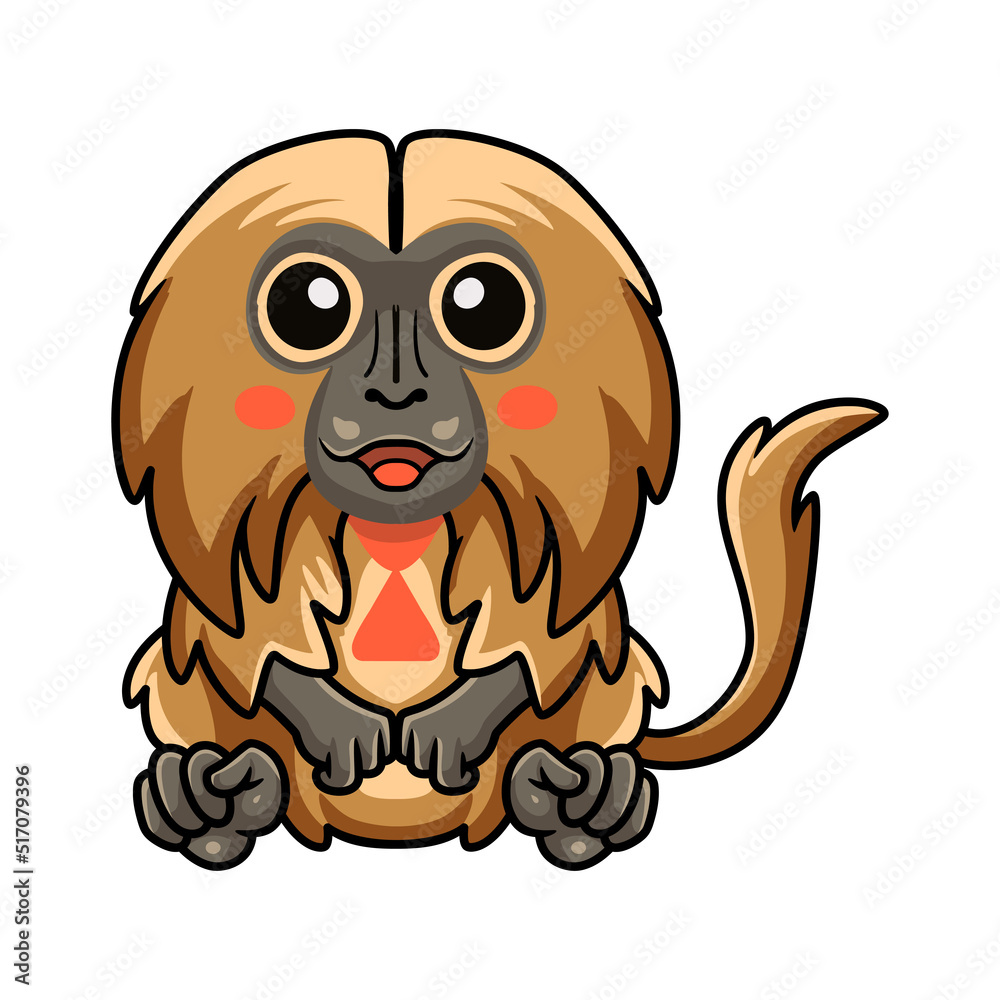 Obraz premium Cute little gelada monkey cartoon sitting