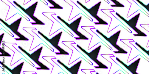 lightning seamless pattern on white background with white stars, glowing colors. can be used to design t-shirts, wallpapers, screens, rock n roll music backgrounds and sports themed