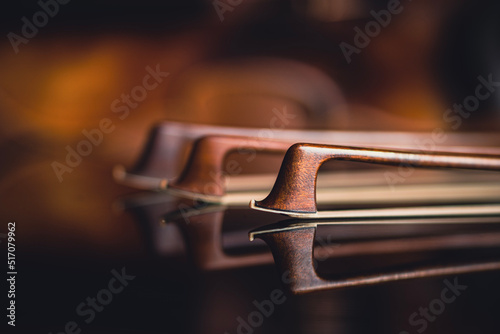 close up of a violin bow photo