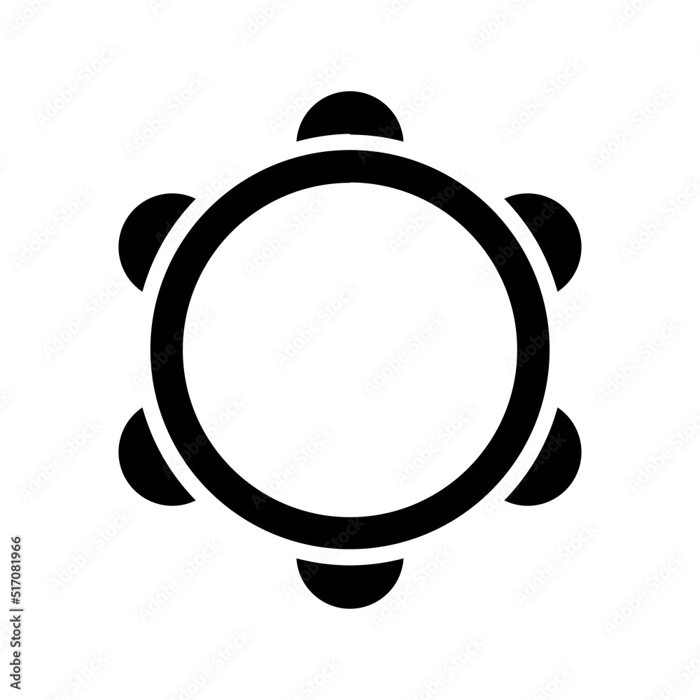 Fototapeta premium Tambourine icon, full black. Suitable for website, content design, poster, banner, or video editing needs
