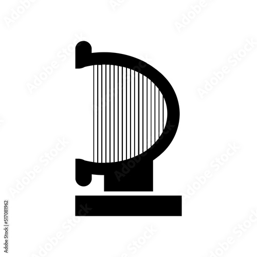 Harp icon, full black. Suitable for website, content design, poster, banner, or video editing needs