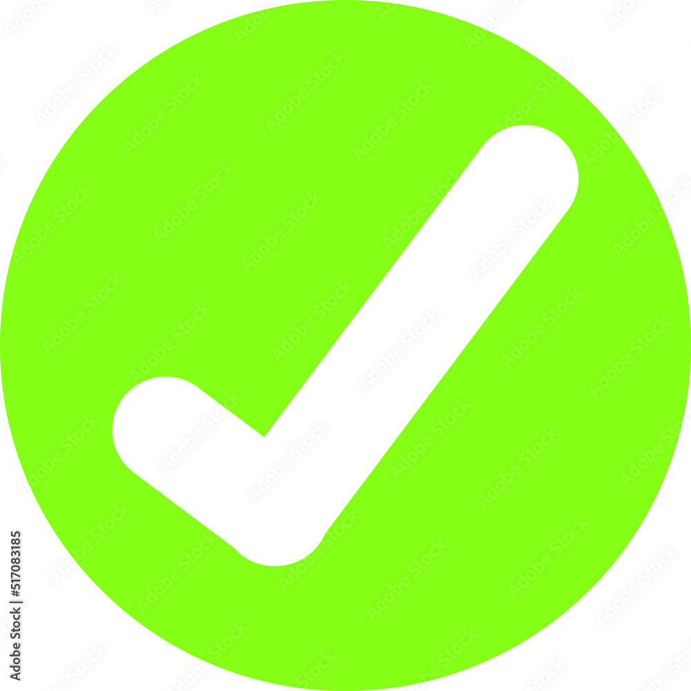 Check symbol enclosed within a yellow green circle Check symbol enclosed within a yellow green circle