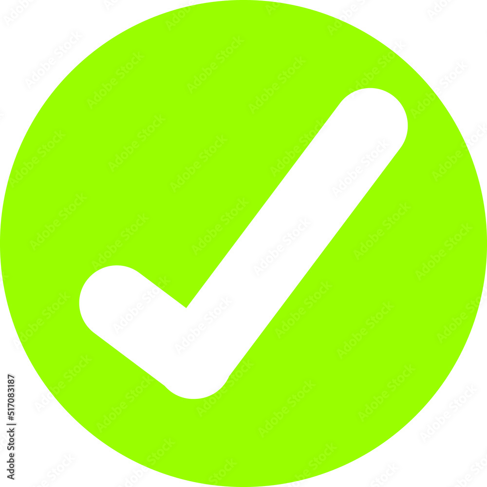 Check symbol enclosed within a green yellow circle Check symbol enclosed within a green yellow circle